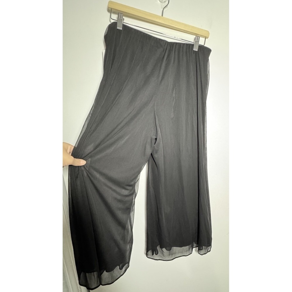 Alex Evenings NEW‎ Sheer Wide-Leg Crop Pants Large Mesh Black event wedding - Picture 3 of 5